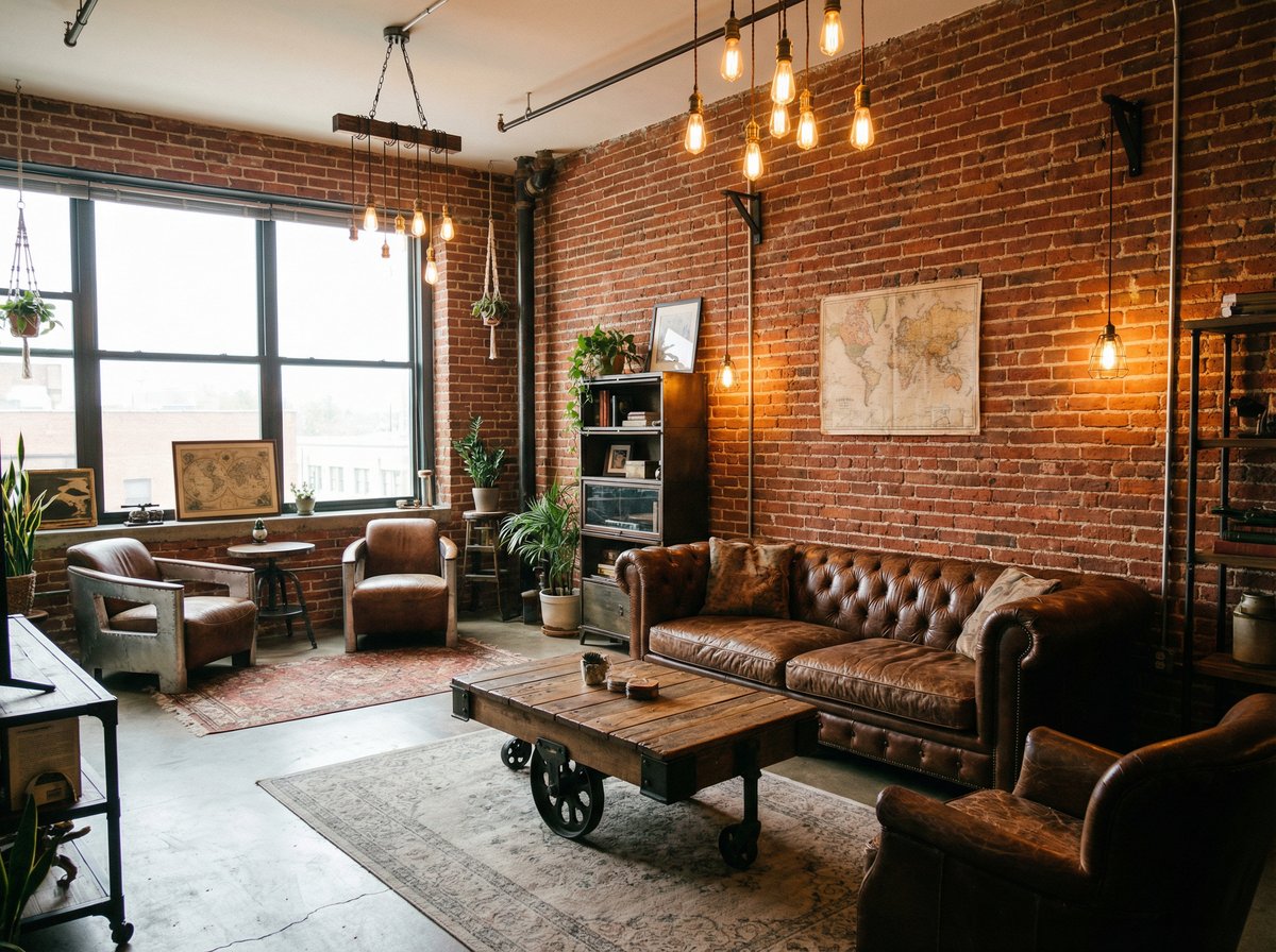 17c复古工业Loft生活方式裸露红砖墙